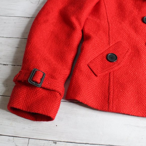 Jones New York Vintage Women's Peacoat Jacket Size M Red Tweed Wool Blend - Picture 3 of 9